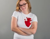 Applique T Shirt - Anatomy - Heart - Womens