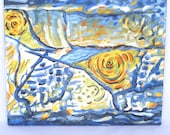 Blue /Yellow ABSTRACT PAINTING on CANVAS