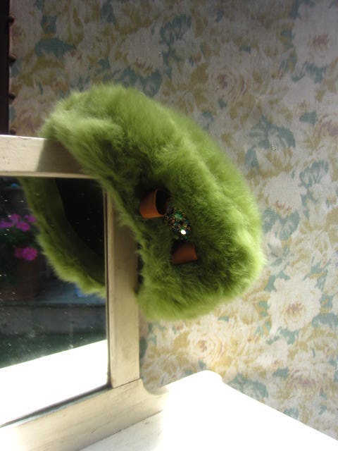 1960s Pillbox - Lime Green Mohair
