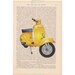 dictionary art yellow VESPA SCOOTER altered book page print