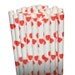 Red Hearts Party Paper Straws - Cake Pop Sticks - Pixie Sticks - Qty 25