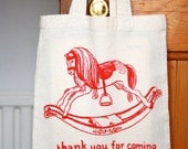Rocking Horse Cotton Party Bag - pink