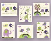 Nursery Art // Violet Nursery Art Decor // Purple Nursery Wall Art // Set of 6 8x10 Nursery Art Prints // Lavender Baby Nursery Art
