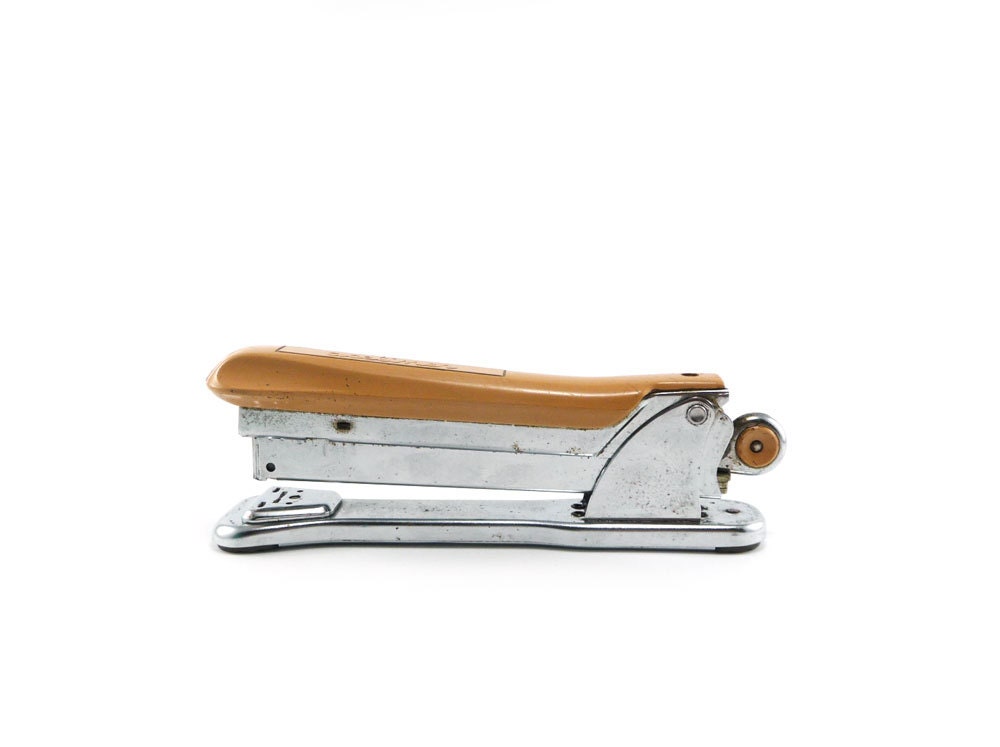 Vintage Aceliner stapler - camel & chrome - reconstitutions