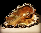 Fifties Leaf With Acorn Brooch