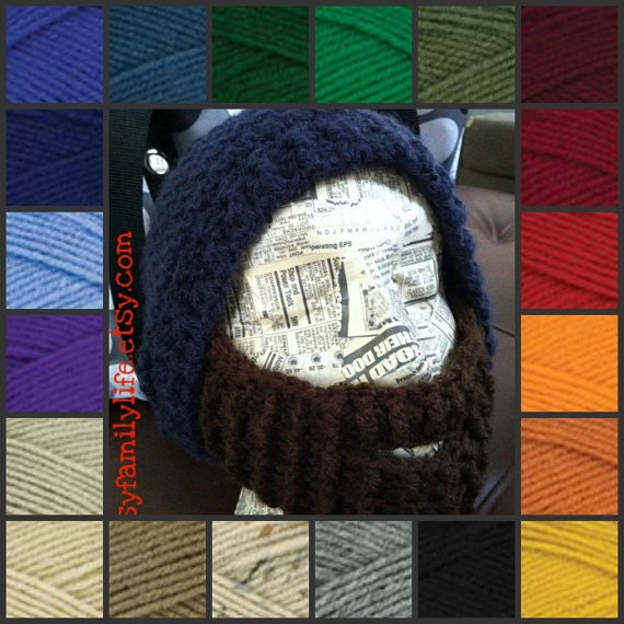 Crochet Beanie Cap with Beard - You choose color - Bearded Beanie - frear the beard