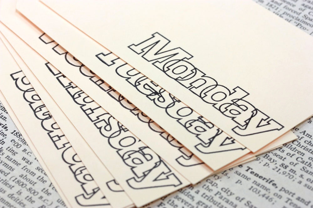 Day of the Week -  Journaling Spots - Set of 7