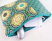 Power Cord Pouch for Laptop, iPad, Kindle or Cellphones - Flourish Tile in Turquoise