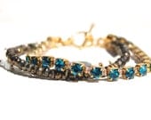 Teal Rhinestone Wrap Bracelet