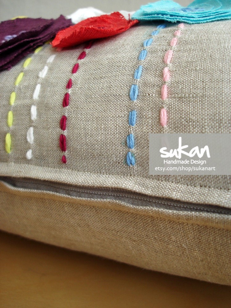 Sukan / ROSE Flowers Pillow Cover - Flowers Linen Pillow cover