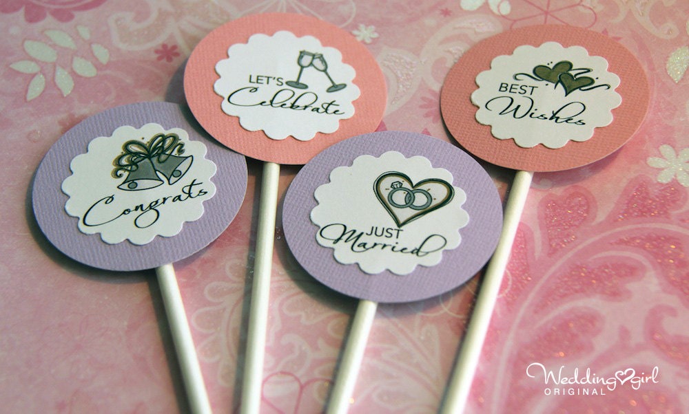 Wedding Celebratory Dessert Toppers (set of 12)
