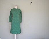 1960s Green Sweater Dress - Wool Bright Green Ireland Love Dress - 1960s Large Women's Dress