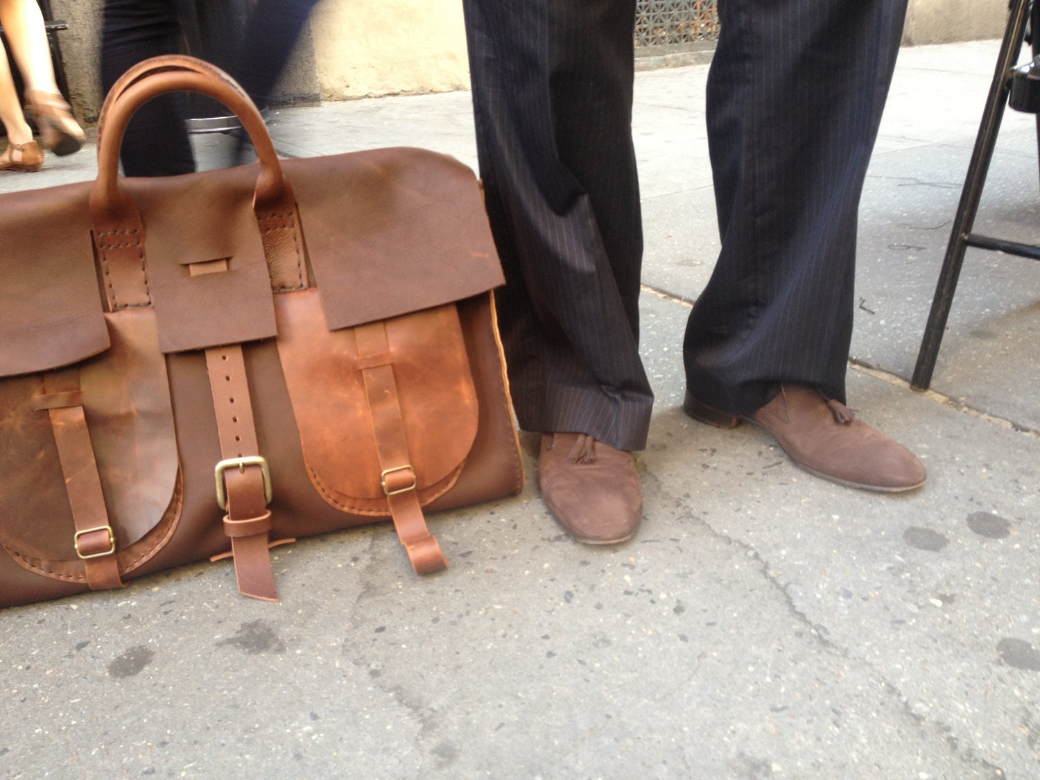 Handmade leather bag -Overnight Bag - hand stitched with a needle and thread