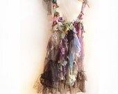 Reserved for Rosy Elegant Beautiful Art Floaty Tunic  WILDE CATS forest  black SPIDER's Web Boho Gothic Halloween Romantic  Gipsy