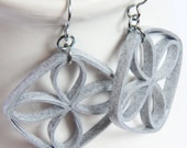 Eco Friendly Earrings Grey Paper Quilled Lattice Earrings with Niobium Earring Hooks Artisan Jewelry