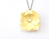Pastel yellow lotus necklace - origami flower - MilleGrudicarta