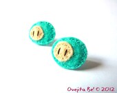 Turquoise felt earrings, mini-sheeps