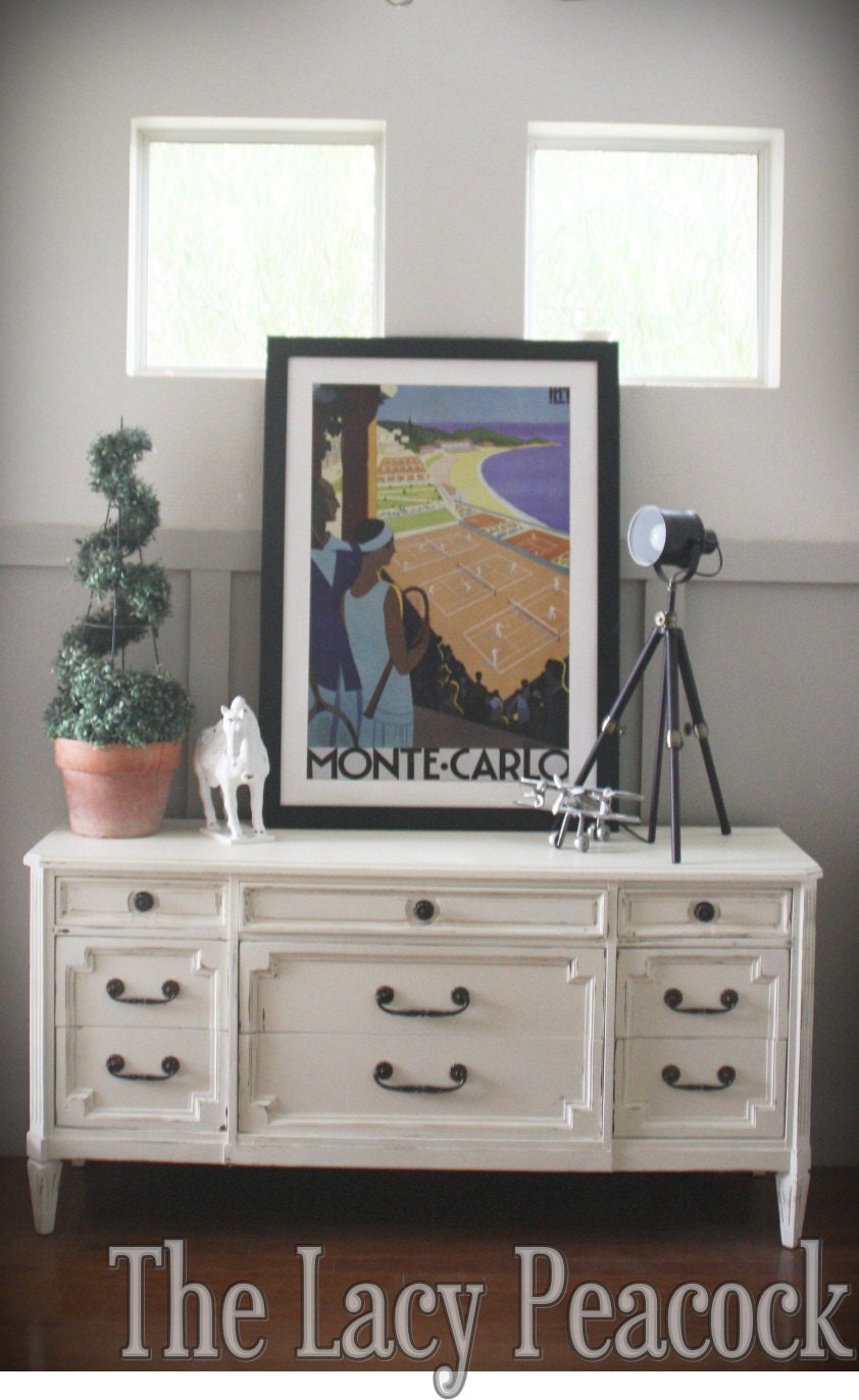 Custom Order White Vintage Buffet / Dresser / Tv Console / Changing Table