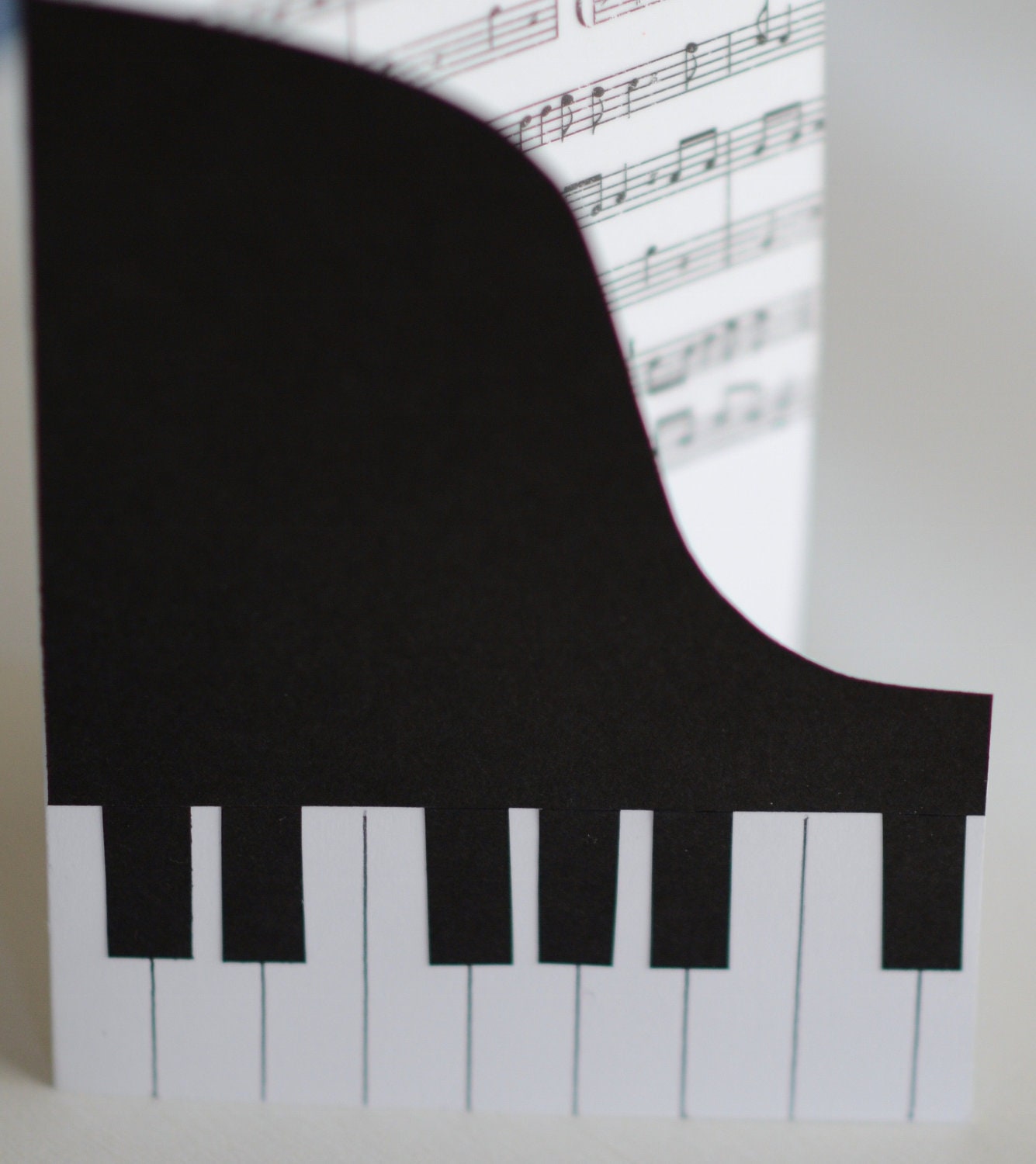 Piano Card, Music Card, Black and White, Handmade Keyboard Card