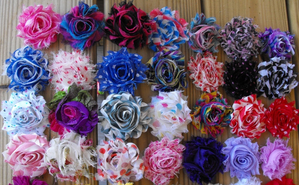 Shabby flower hair clip (choose from over 100 different colors/patterns)