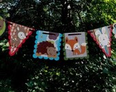 Forest Friends Woodland Wildlife Die Cut Banner ... 6 panels ... skunk squirrel bunny deer fox hedgehog .. adjustable Il_170x135