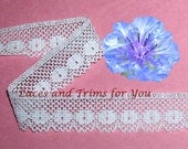 5 Yards White Cotton Crocheted Lace Trim 1-1/8 inch wide Fabric Trim N71B