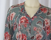 Vintage 1970s Peppermill California rayon georgette 1970s handkerchief blouse winged top