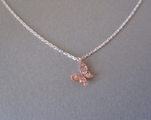 Sparkling Tiny Rose Gold Butterfly Necklace