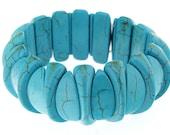 Heavy chunky Turquoise bracelet , turquoise bangle made to stretch fit 7" -9" wrist 28mm - meetlyluck