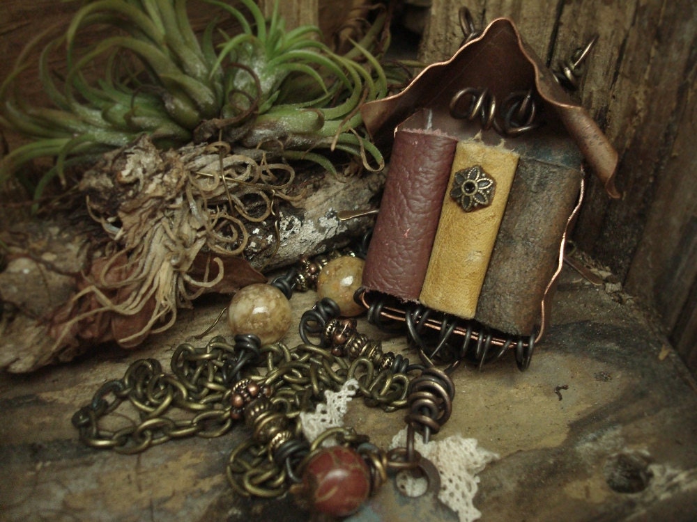 Library - Mixed Media Necklace