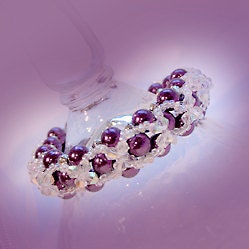 Bracelet - Glass Pearls and Beads - Purple Crystal