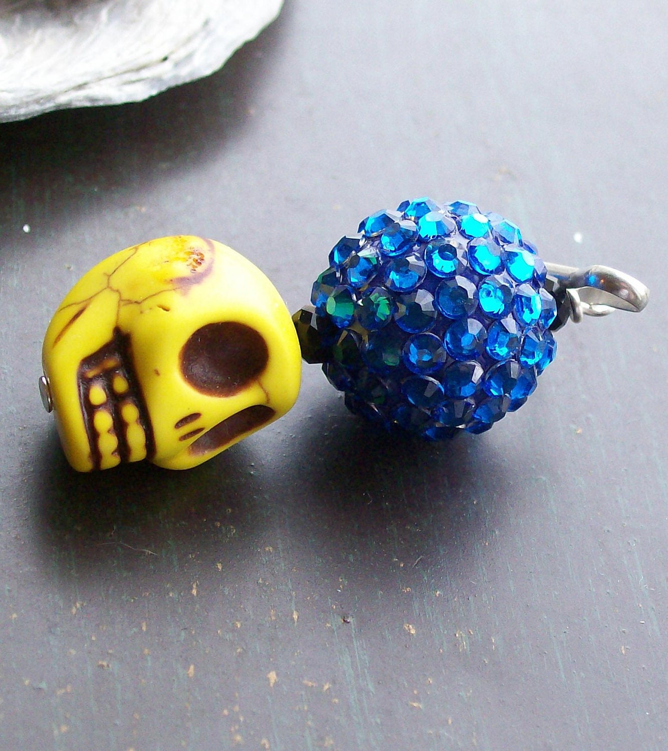 Yellow Sugar Skull Zipper Pull Charm