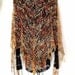 Brown gold silk lace triangle shawl India Autumn handmade OOAK