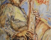 Jazz musician, Tenor Saxophone, original painting