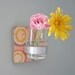 vase SORBET: flower wall mount candle holder votive geometric gray rust circles pattern glass