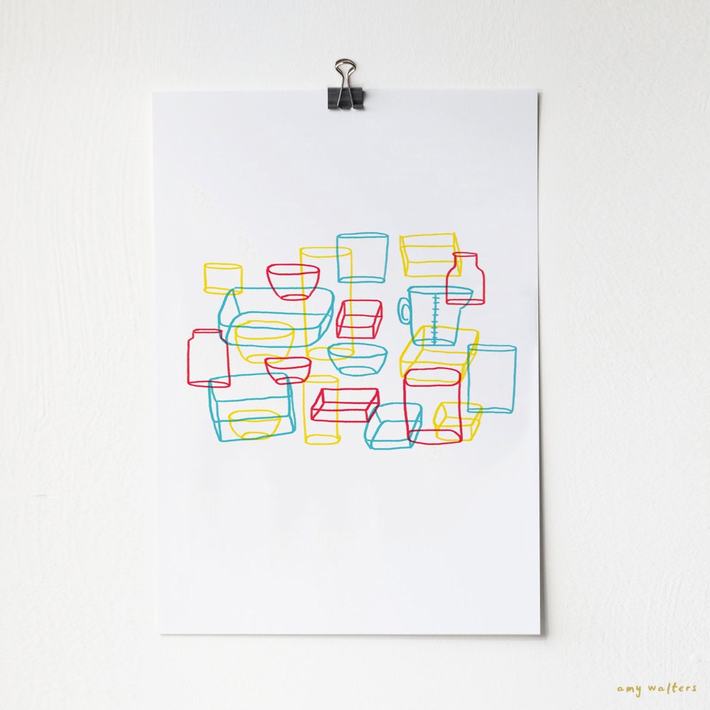 A4 Primary Coloured Tupperware Print