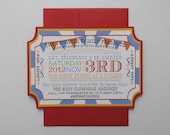 Carnival or Circus Ticket Birthday Party Invitations - Made to Order