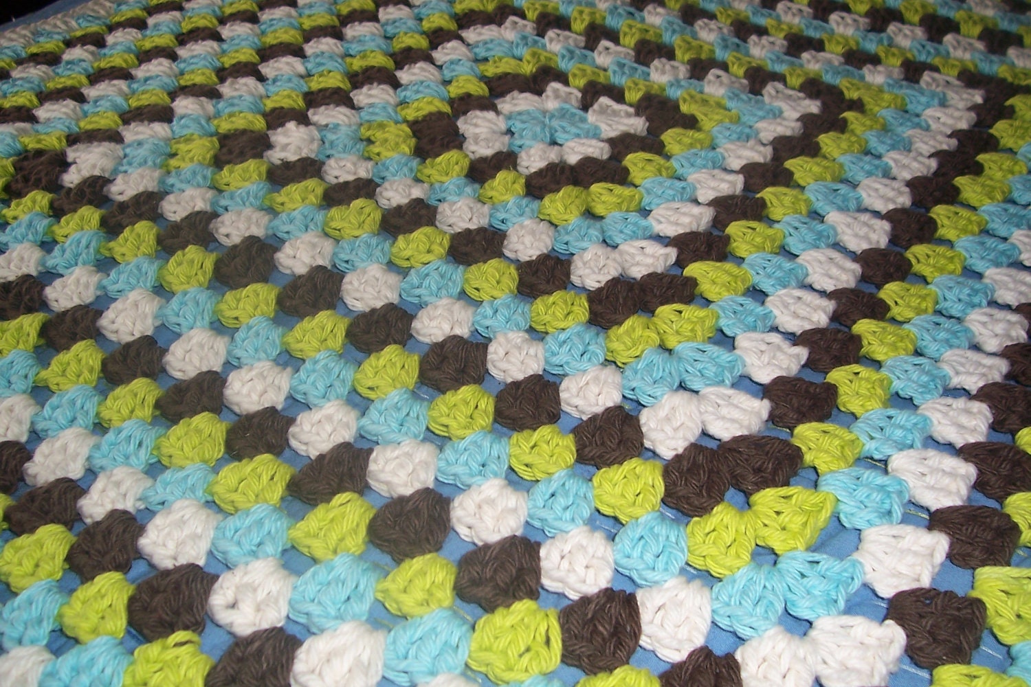 Ready To Ship...Multicolored Granny Square Cotton Crochet Baby Blanket