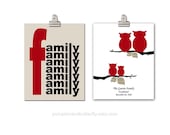 Family Tree Print, Home Sweet Home, Housewarming Gift, Set of Two 11x14 Print, Red, Black, White,  Love, Unisex - pumpkinandbutterfly