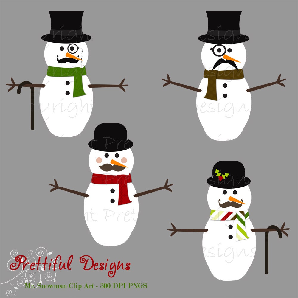 25% Off SALE Gentlemen Snowmen Christmas Clip Art - Personal or Commercial Use - Mistletoe (480) Il_570xn