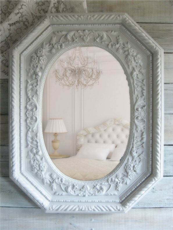 Vintage Shabby Chic Mirror, Cottage Chic, Vanity, French Country, Sweedish Grey