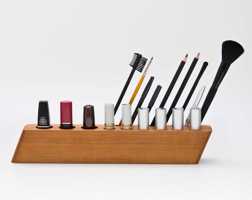 Pear Wood Cosmetic Makeup Organizer Brush Lipstick Holder SCARLETT P