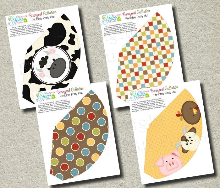 Barnyard Birthday Party Hats - INSTANT DOWNLOAD Il_570xn