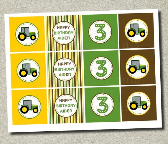 Tractor Party Cupcake Toppers - Party Circles - DIY You Print - 4 DESIGNS Il_570xn