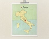 I Love You in Italy 8x10 / Typography Print, Italian Map, Giclee, Modern Baby Nursery Decor, Illustration, European Travel Theme, Digital