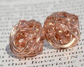 Vintage Rose Crystal- Rose Gold Series- vintage rose Swarovski crystal beads and Rose gold Wire Wrapped Stud Earrings