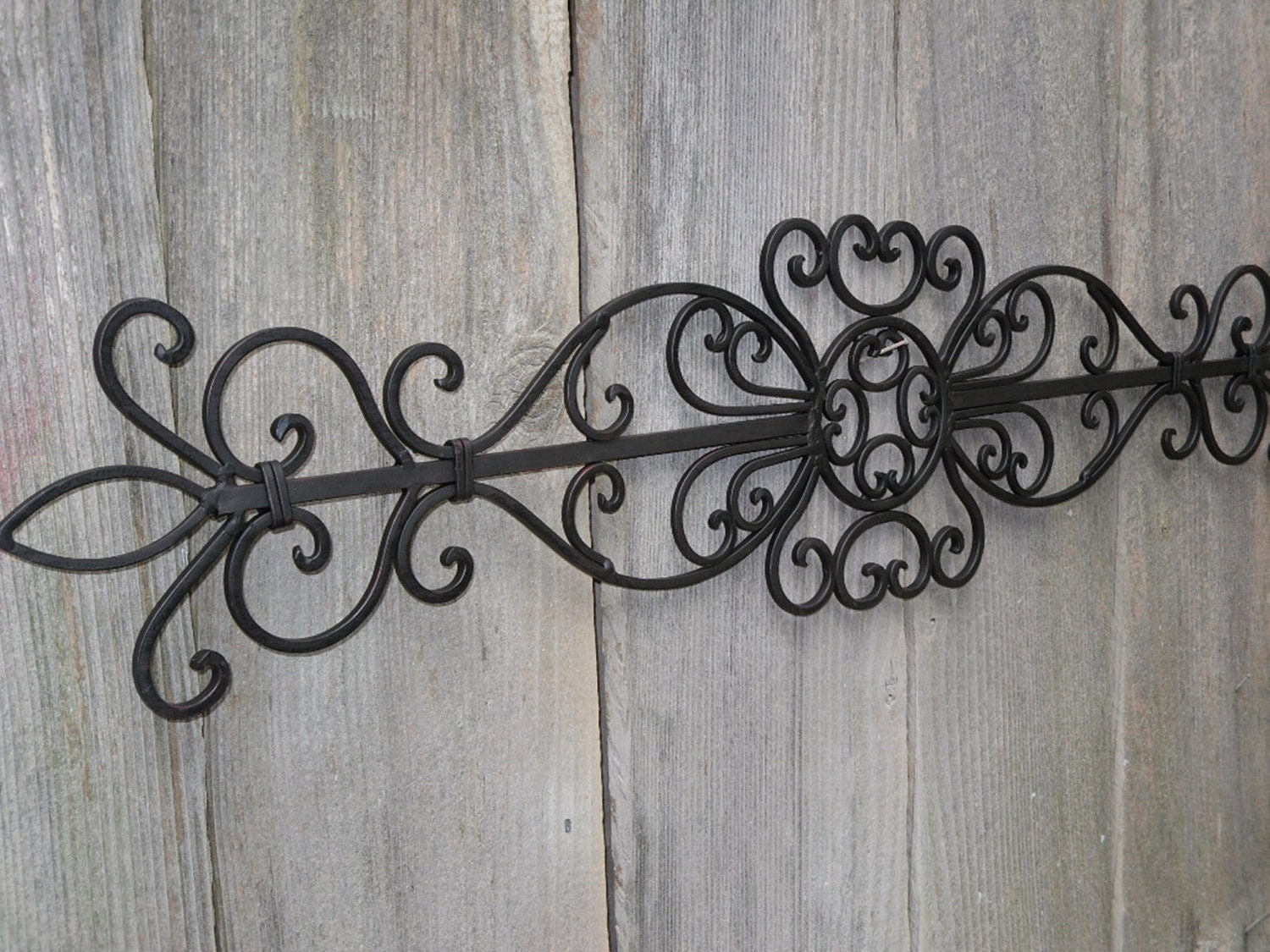 Wrought Iron Wall Hanging / Ornate Wall Decor /Fleur de Lis /Patio Decor / Indoor / Outdoor / Shabby Chic Decor