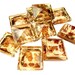 Double hole drilled square pyramide beads, painted glass vintage 10pcs