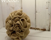 the BOUQUET.  Burlap Ruffle Rosette Bridesmaid Bouquet
