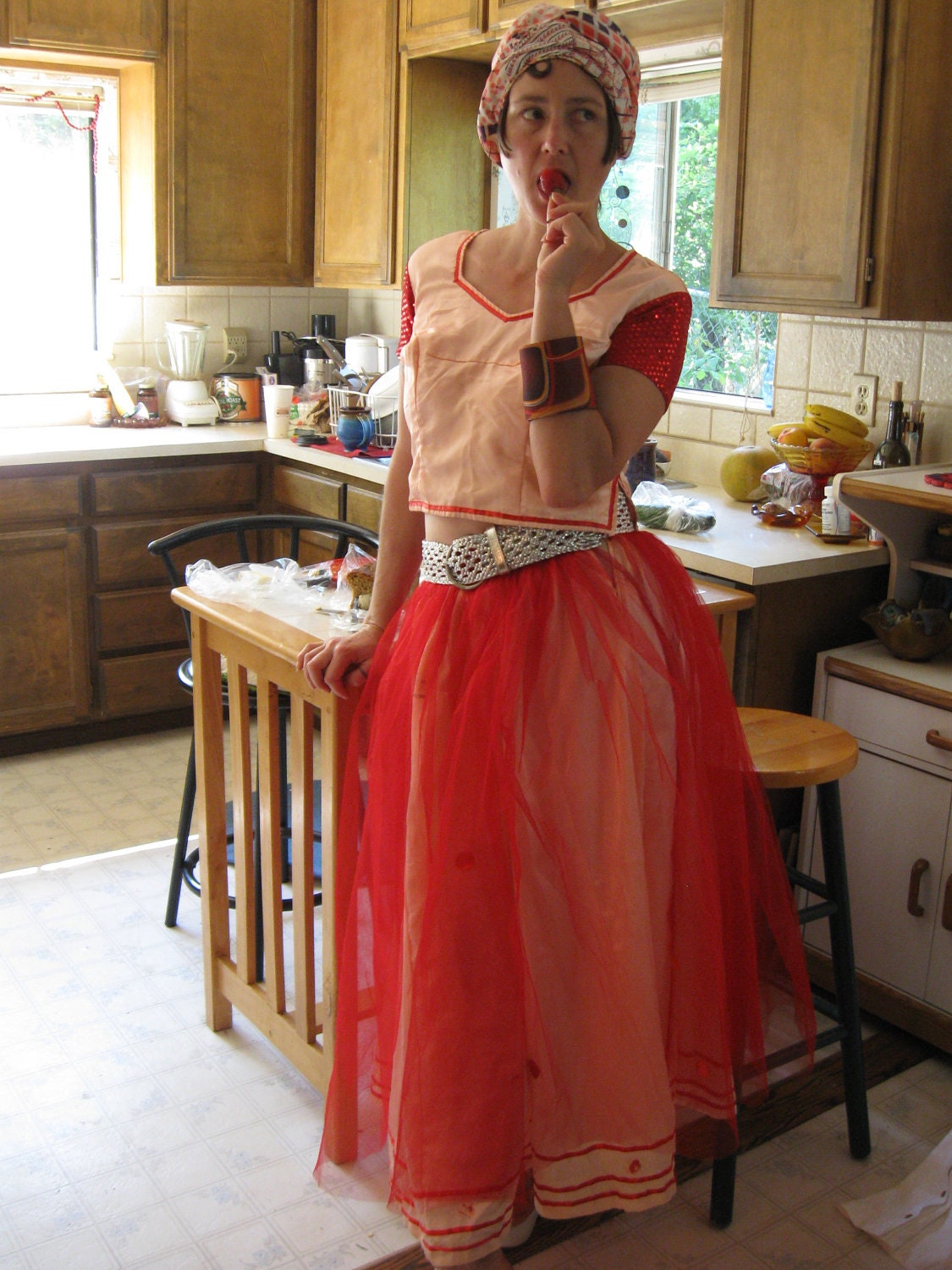 Vintage Silk Peaches & Dreams Dance Costume
